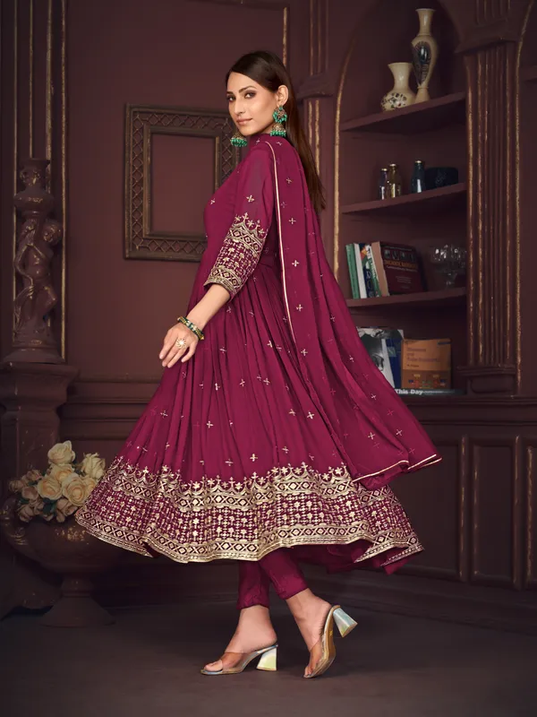 Dark_Pink_Crepe_Anarkali_Suit_For_Women