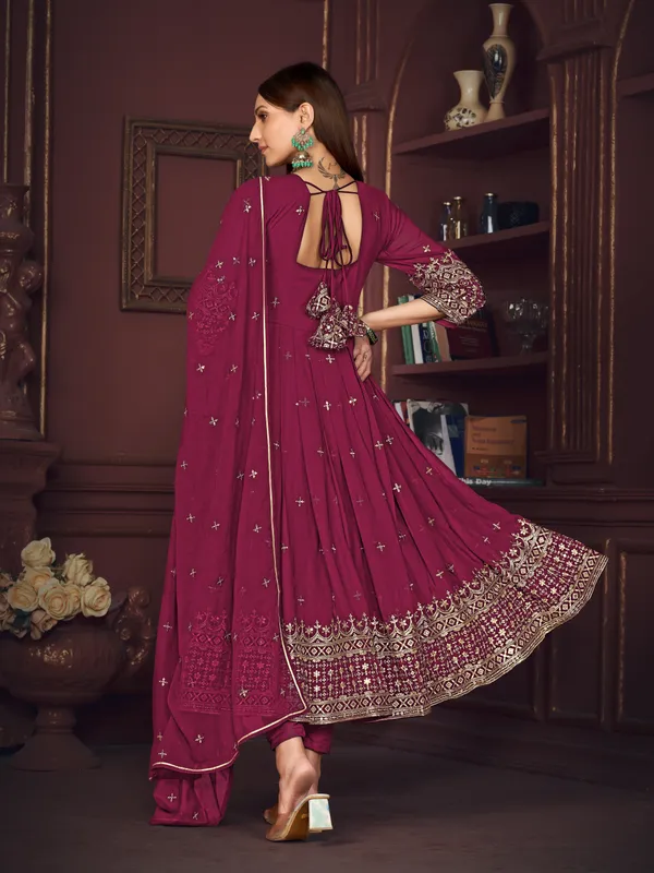 Dark_Pink_Crepe_Anarkali_Suit_For_Women