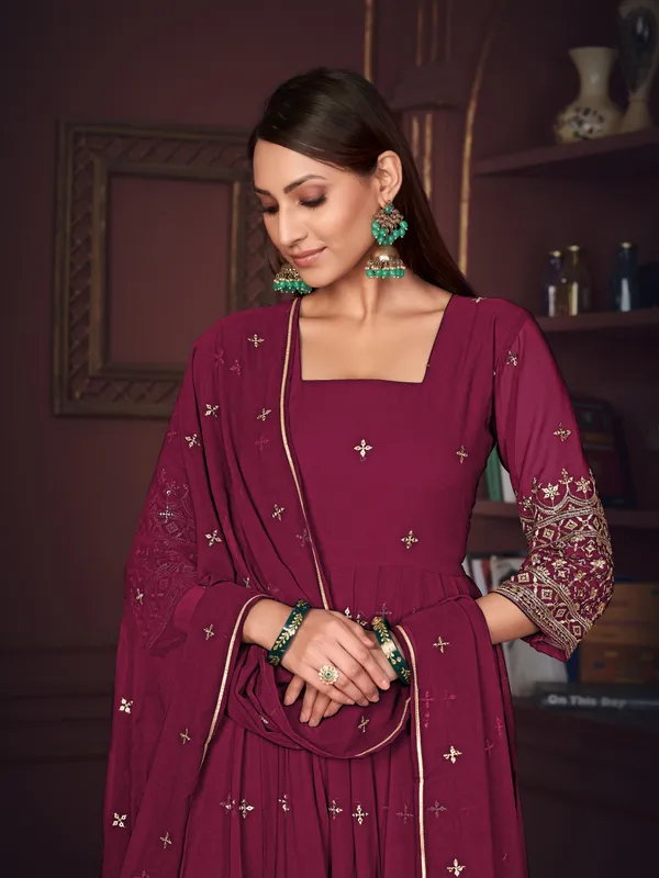 Dark_Pink_Crepe_Anarkali_Suit_For_Women