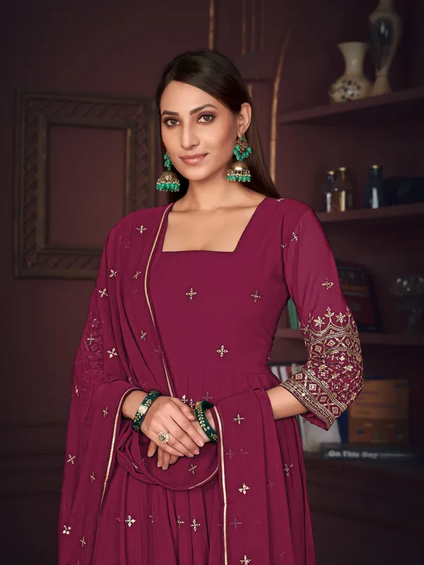 Dark_Pink_Crepe_Anarkali_Suit_For_Women