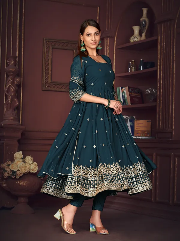 Turquoise_Blue_Crepe_Anarkali_Suit_For_Women