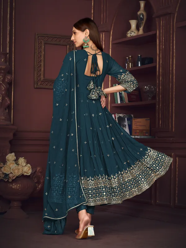 Turquoise_Blue_Crepe_Anarkali_Suit_For_Women