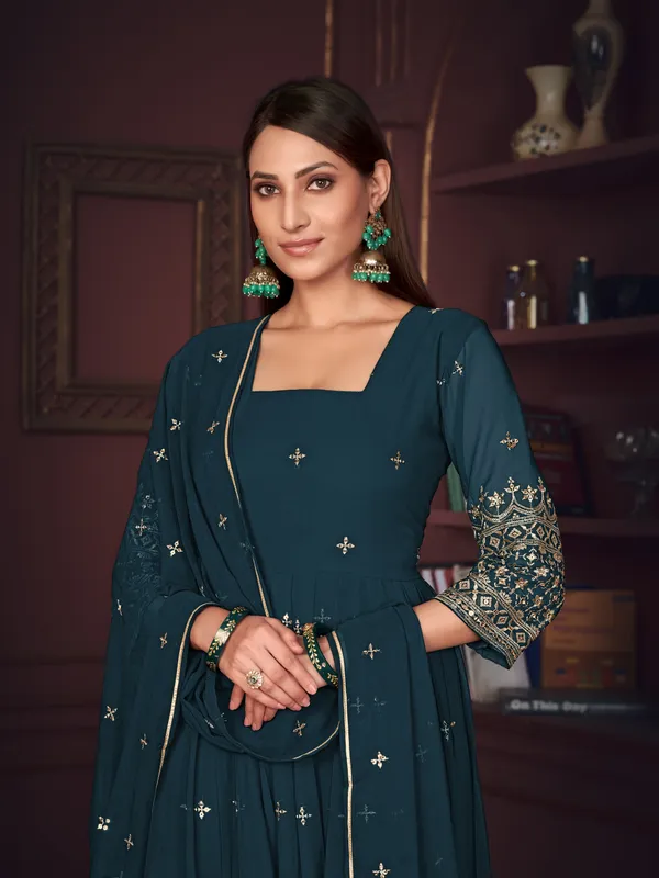 Turquoise_Blue_Crepe_Anarkali_Suit_For_Women