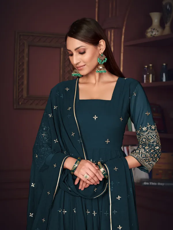 Turquoise_Blue_Crepe_Anarkali_Suit_For_Women