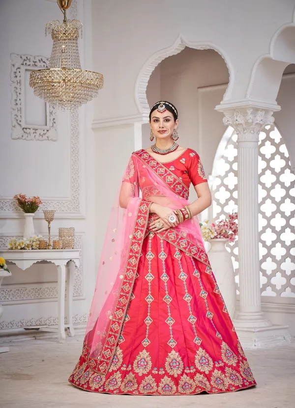 Pink_Thread_Work_Lehenga_Choli_With_Dupatta_For_Women