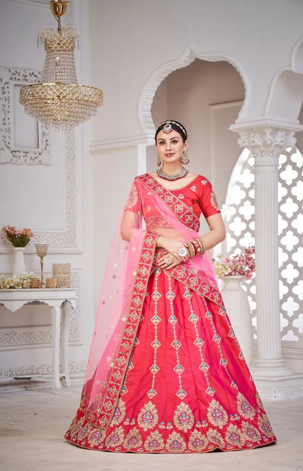 Pink_Thread_Work_Lehenga_Choli_With_Dupatta_For_Women