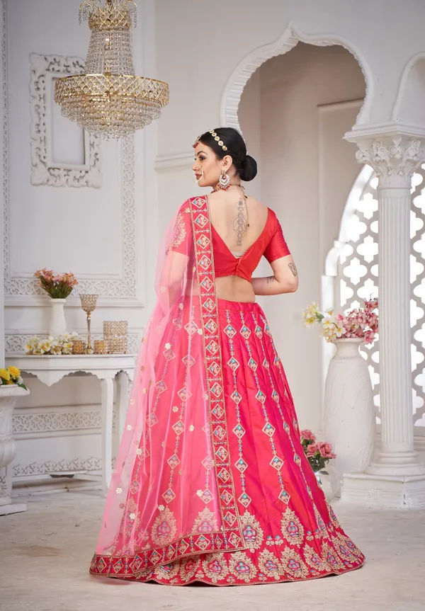 Pink_Thread_Work_Lehenga_Choli_With_Dupatta_For_Women