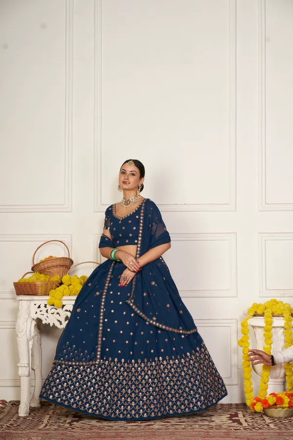 Teal_Blue_Thread_Work_Lehenga_Choli_With_Dupatta_For_Women