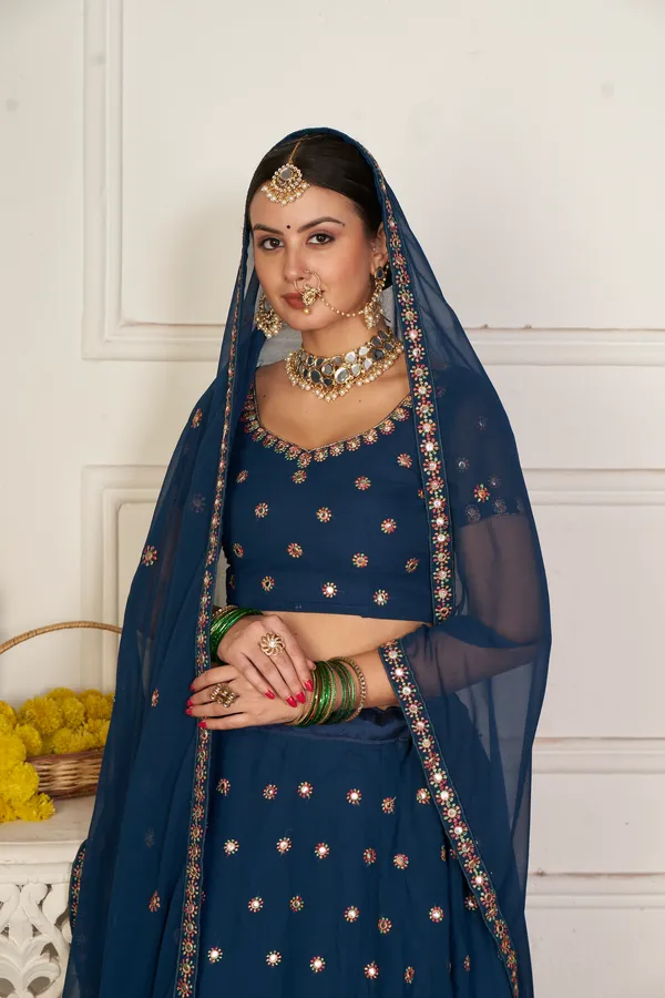 Teal_Blue_Thread_Work_Lehenga_Choli_With_Dupatta_For_Women