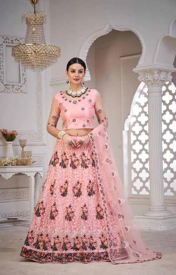 Light_Pink_Thread_Work_Lehenga_Choli_With_Dupatta_For_Women