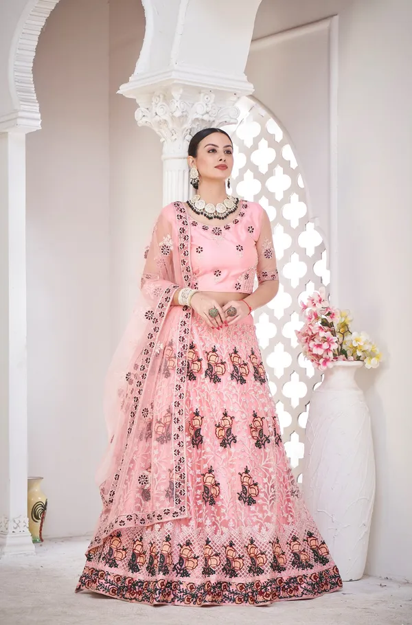 Light_Pink_Thread_Work_Lehenga_Choli_With_Dupatta_For_Women