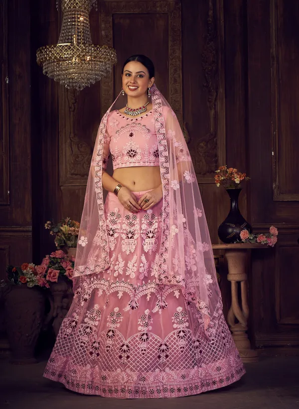 Light_Pink_Thread_Lehenga_Choli_With_Dupatta_For_Women