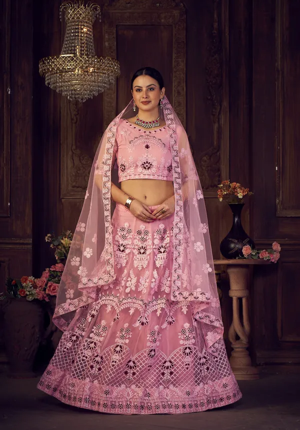 Light_Pink_Thread_Lehenga_Choli_With_Dupatta_For_Women