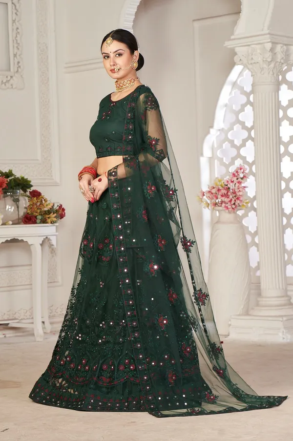 Green_Thread_Work_Lehenga_Choli_With_Dupatta_For_Women