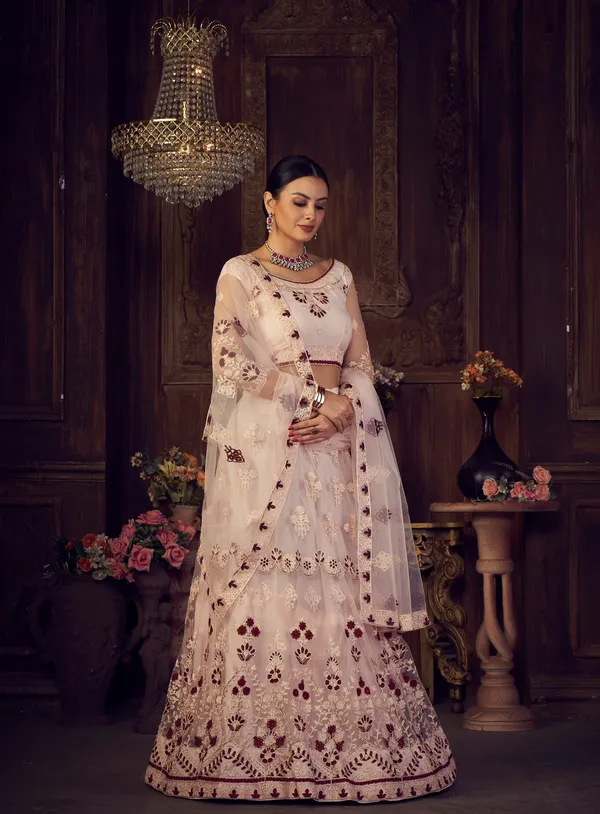 Pink_Thread_Work_Lehenga_Choli_With_Dupatta_For_Women