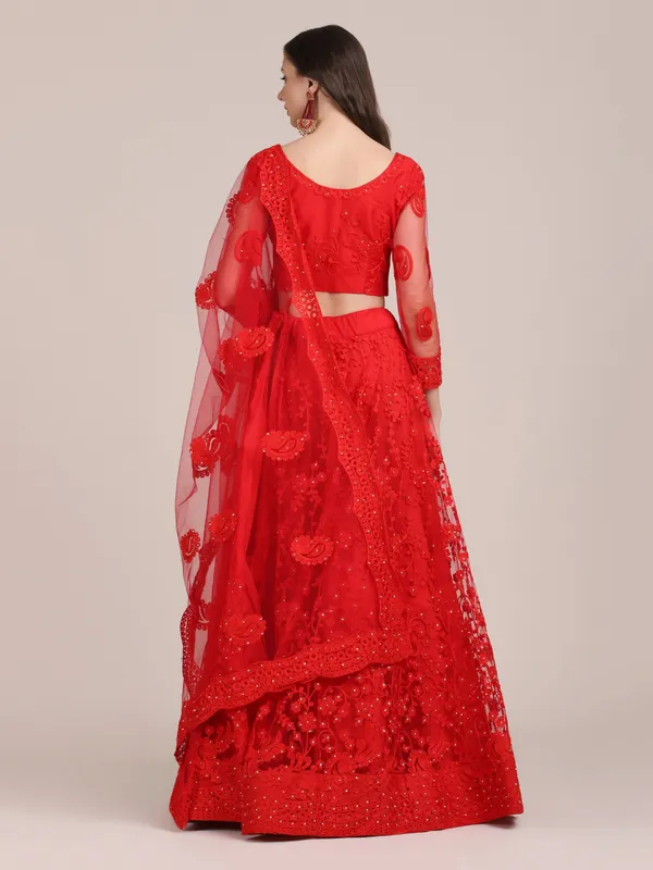 Red_Thread_Work/_Stone_Work_Lehenga_Choli_With_Dupatta_For_Women