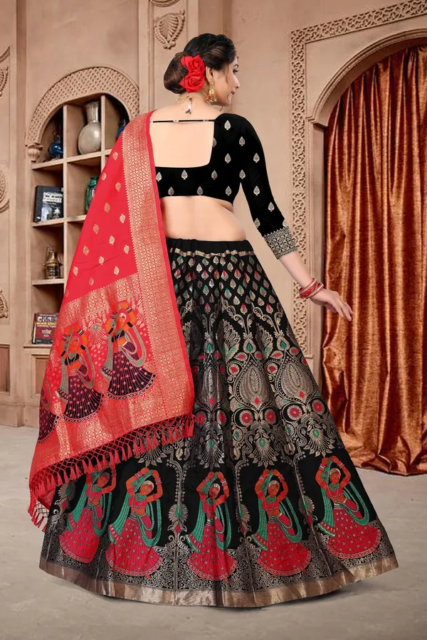 Black_Zari_Lehenga_Choli_With_Dupatta_For_Women