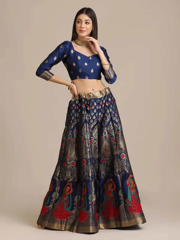 Blue_Zari_Lehenga_Choli_With_Dupatta_For_Women