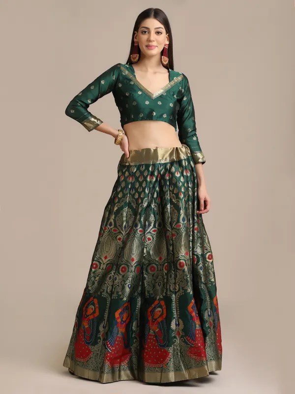 Green_Zari_Lehenga_Choli_With_Dupatta_For_Women
