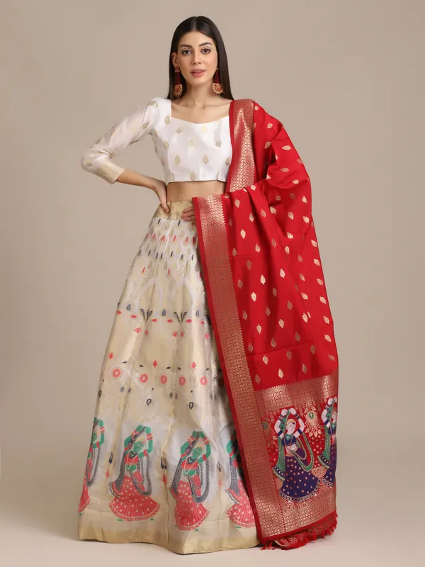 White_Zari_Lehenga_Choli_With_Dupatta_For_Women