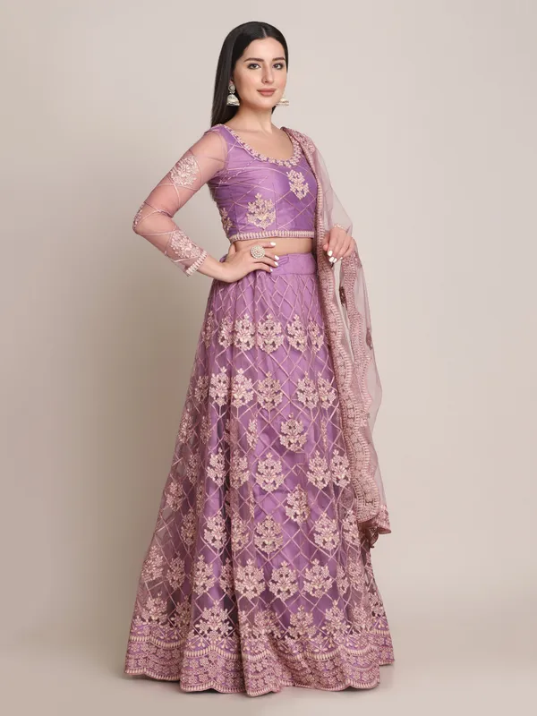 Purple_Thread_Work_Lehenga_Choli_With_Dupatta_For_Women