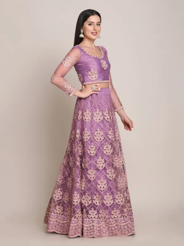 Purple_Thread_Work_Lehenga_Choli_With_Dupatta_For_Women