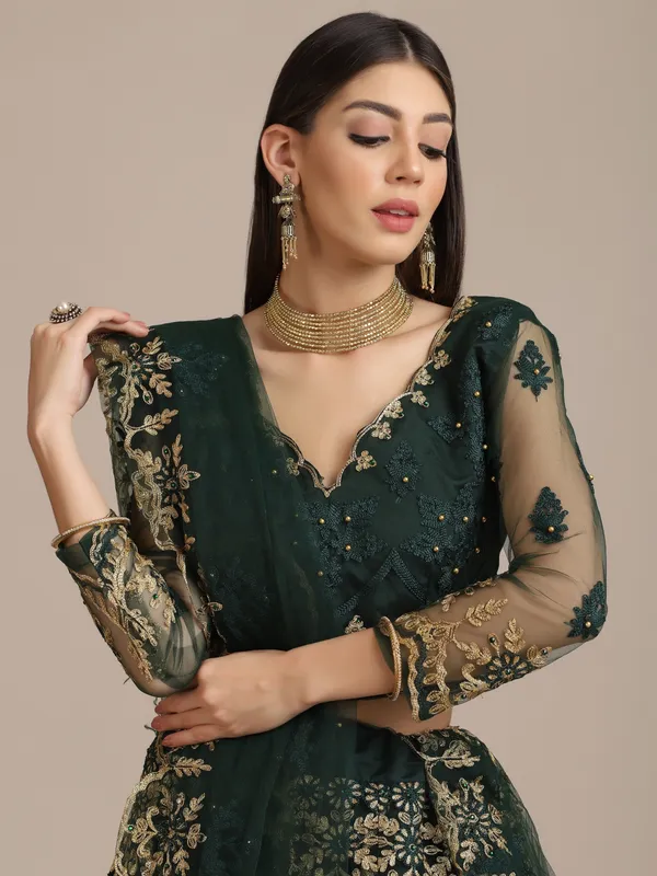 Green_Thread_Work_Lehenga_Choli_With_Dupatta_For_Women