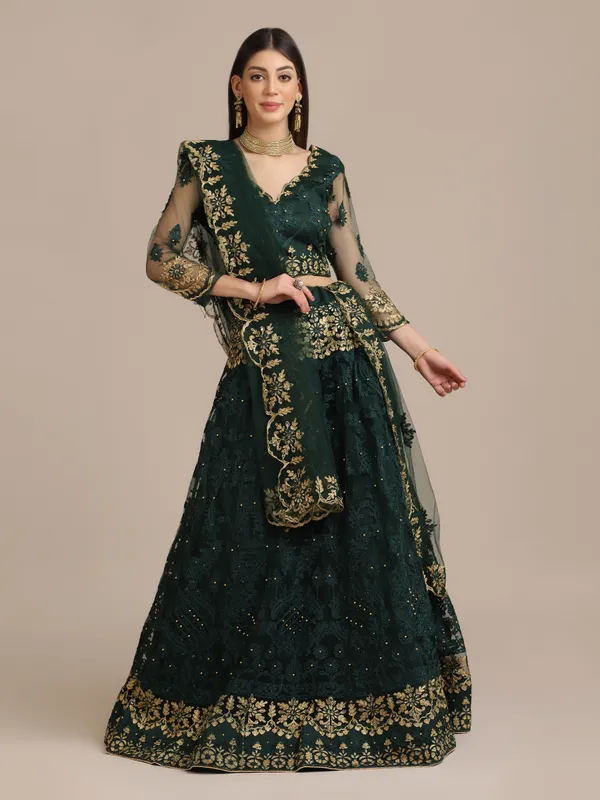 Green_Thread_Work_Lehenga_Choli_With_Dupatta_For_Women