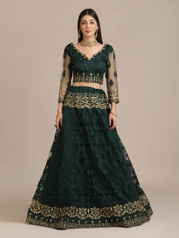 Green_Thread_Work_Lehenga_Choli_With_Dupatta_For_Women