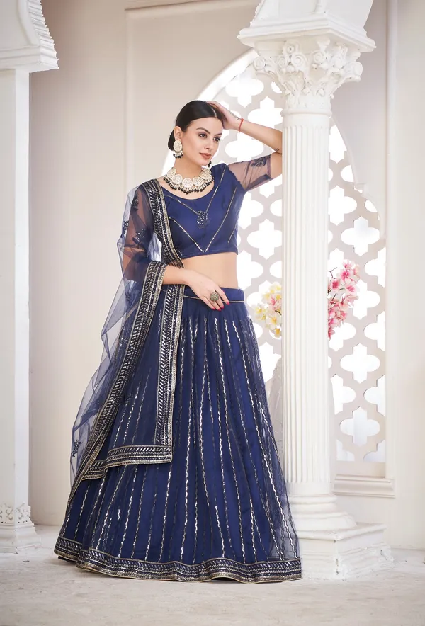 Navy_Blue_Thread_Work_&_Sequence_Lehenga_Choli_With_Dupatta_For_Women