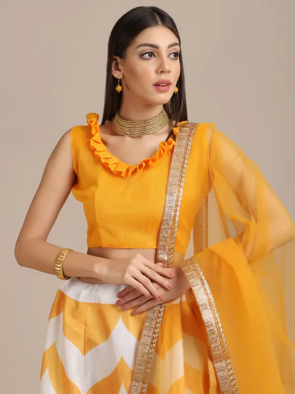 Yellow_Printed_Lehenga_Choli_With_Dupatta_For_Women
