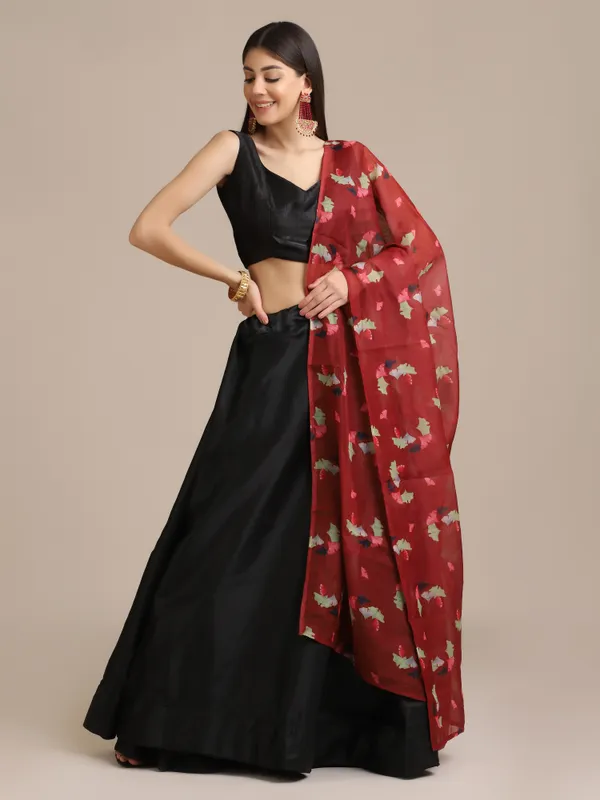 Black_Printed_Lehenga_Choli_With_Dupatta_For_Women