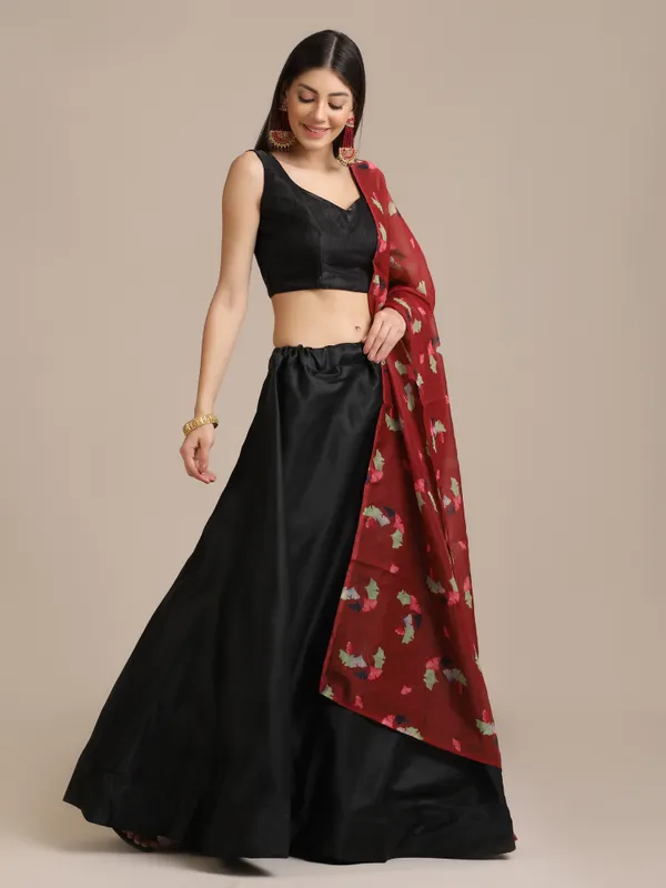 Black_Printed_Lehenga_Choli_With_Dupatta_For_Women