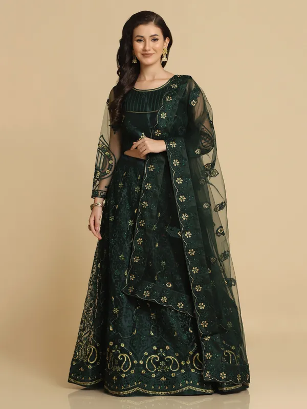 Blue_Thread_Work_Lehenga_Choli_With_Dupatta_For_Women
