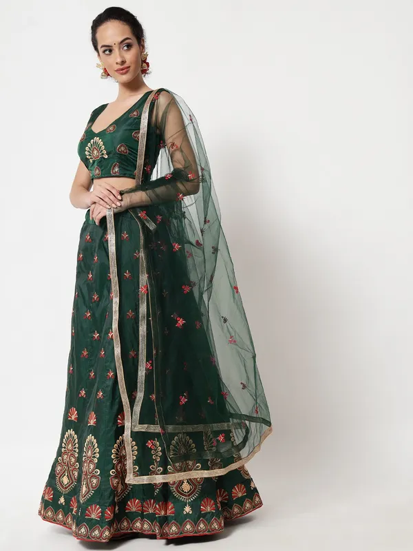 Green_Thread_Work_Lehenga_Choli_With_Dupatta_For_Women