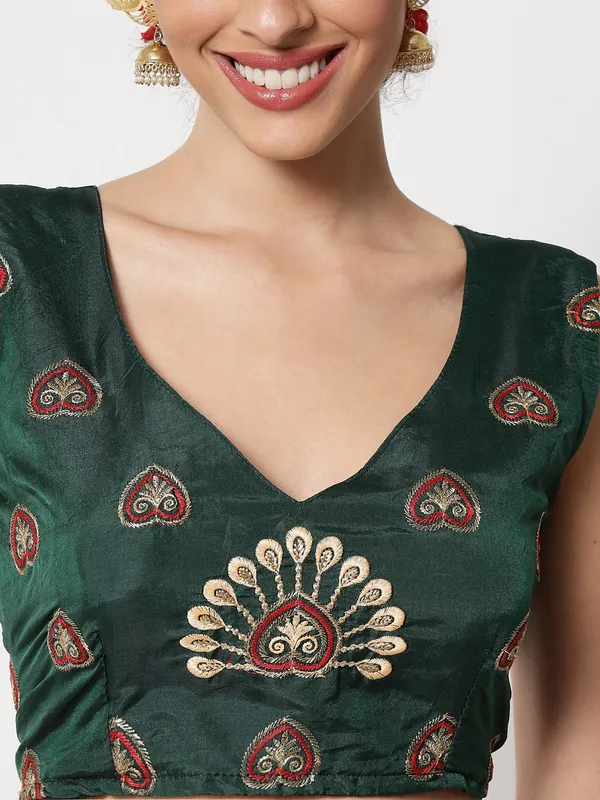 Green_Thread_Work_Lehenga_Choli_With_Dupatta_For_Women