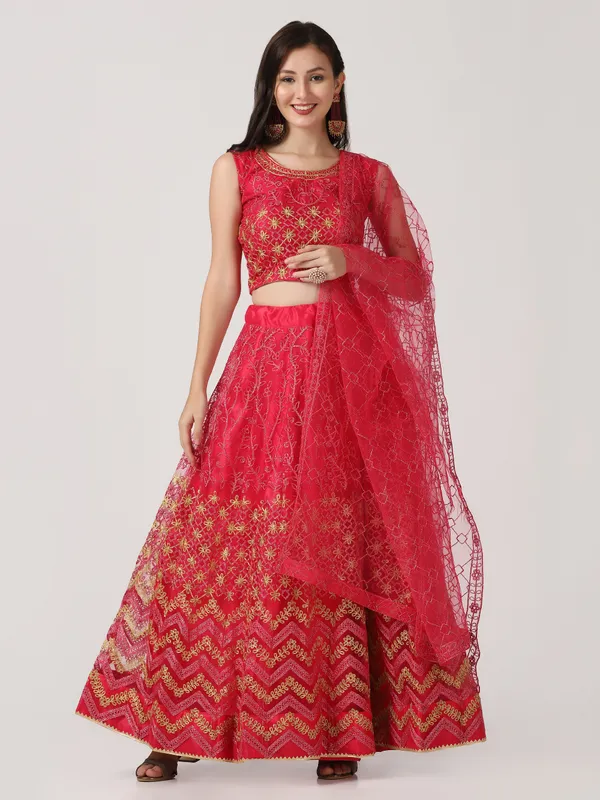 Pink_Thread_Work_Lehenga_Choli_With_Dupatta_For_Women