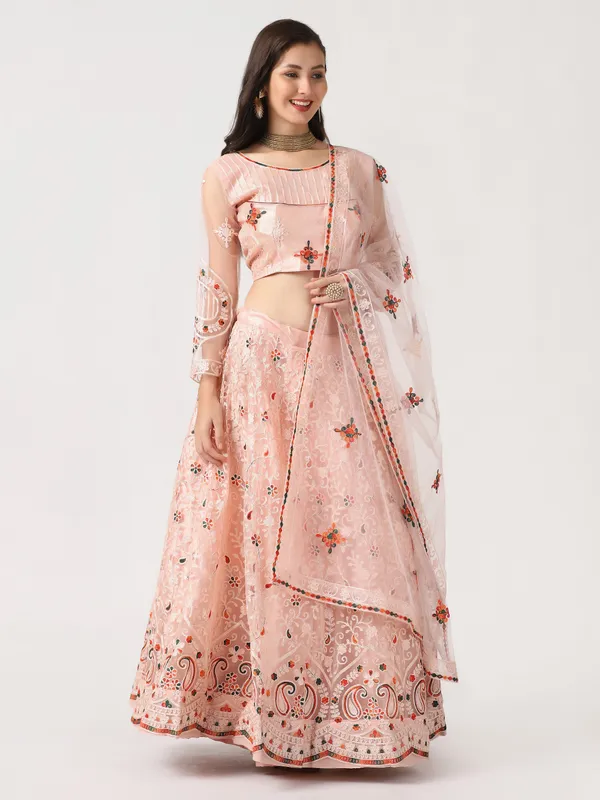 Pink_Thread_Work_Lehenga_Choli_With_Dupatta_For_Women