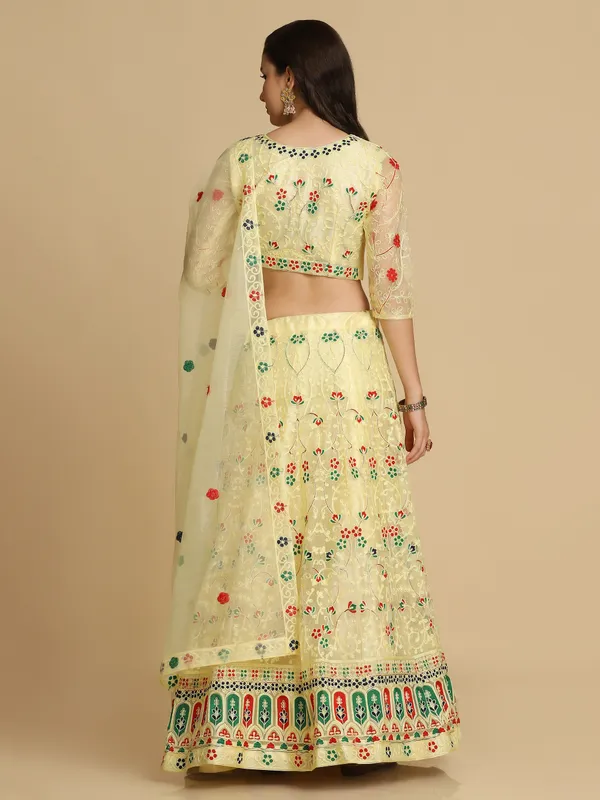 Yellow_Thread_Work_Lehenga_Choli_With_Dupatta_For_Women