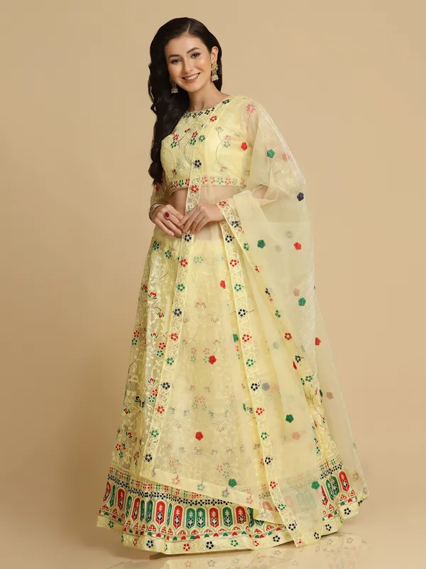 Yellow_Thread_Work_Lehenga_Choli_With_Dupatta_For_Women