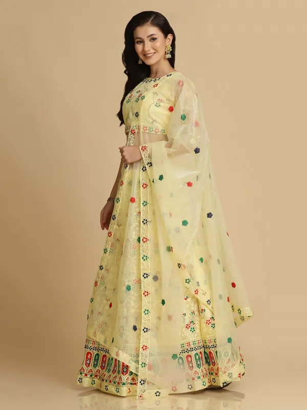 Yellow_Thread_Work_Lehenga_Choli_With_Dupatta_For_Women