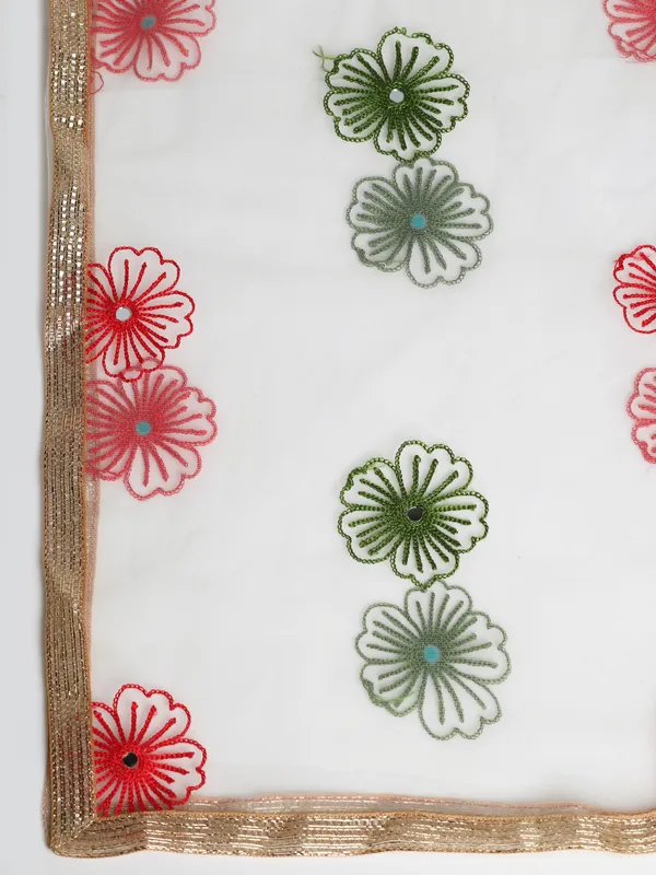 White_Thread_Work_Lehenga_Choli_With_Dupatta_For_Women