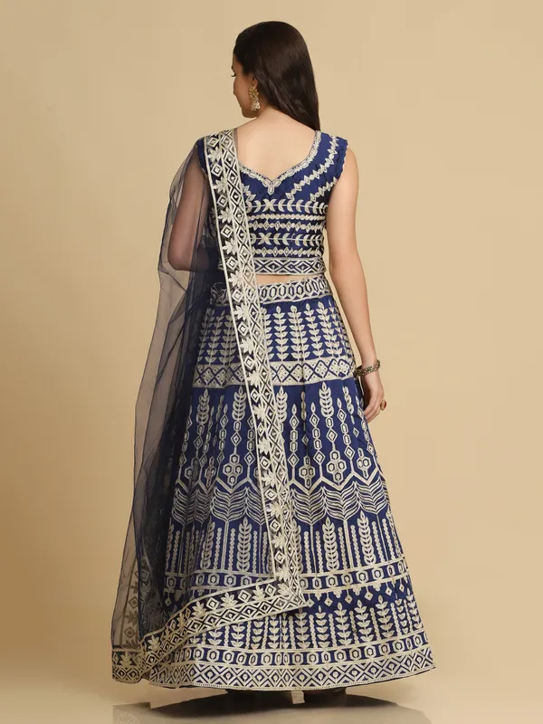 Blue_Thread_Work_Lehenga_Choli_With_Dupatta_For_Women