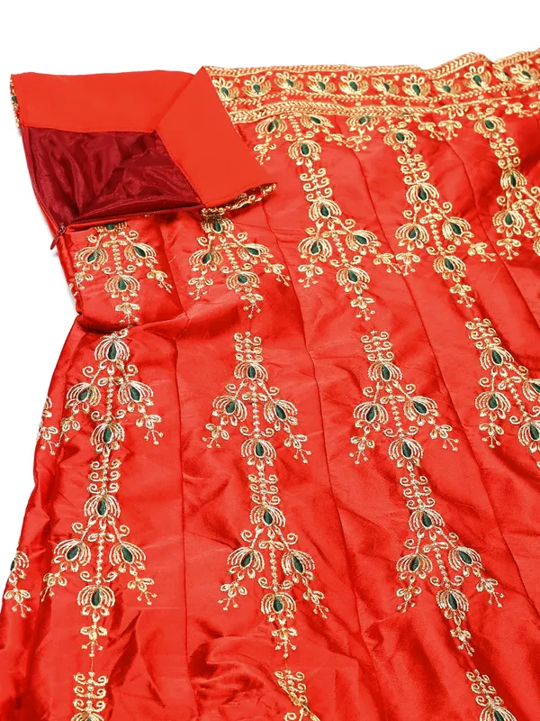 Red_Thread_Work_Lehenga_Choli_With_Dupatta_For_Women