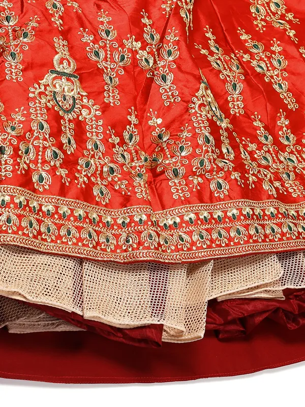 Red_Thread_Work_Lehenga_Choli_With_Dupatta_For_Women