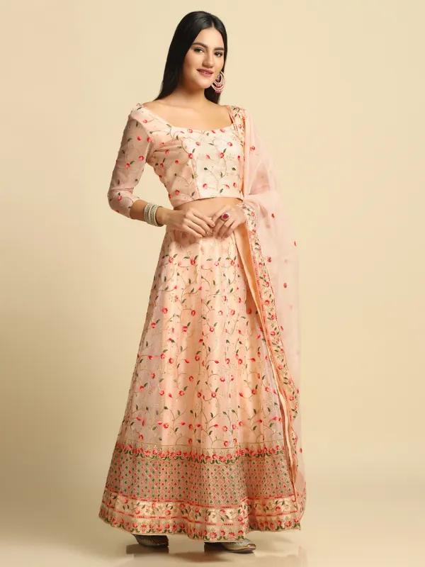 Pink_Thread_Work_Lehenga_Choli_With_Dupatta_For_Women
