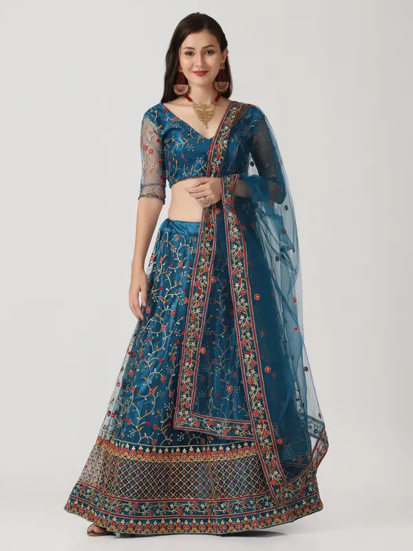 Rama_Thread_Work_Lehenga_Choli_With_Dupatta_For_Women