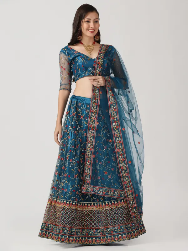 Rama_Thread_Work_Lehenga_Choli_With_Dupatta_For_Women