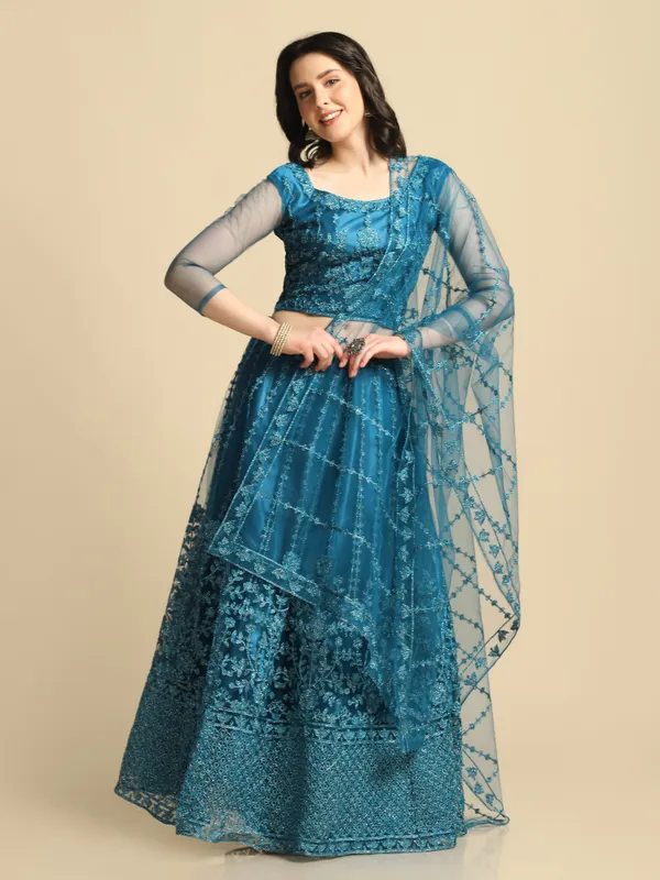 Rama_Thread_Work_Lehenga_Choli_With_Dupatta_For_Women