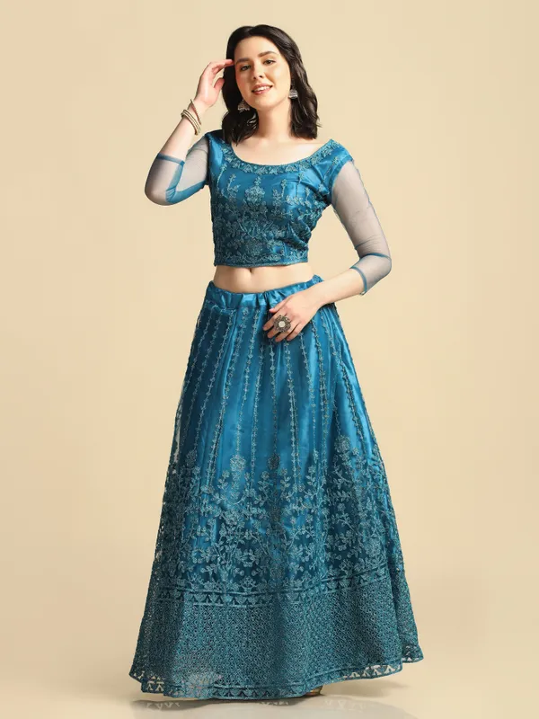 Rama_Thread_Work_Lehenga_Choli_With_Dupatta_For_Women